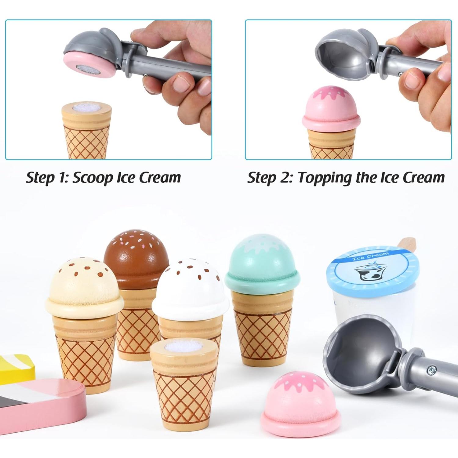 Juguete de helado de madera WHOHOLL para niños 3-8 años