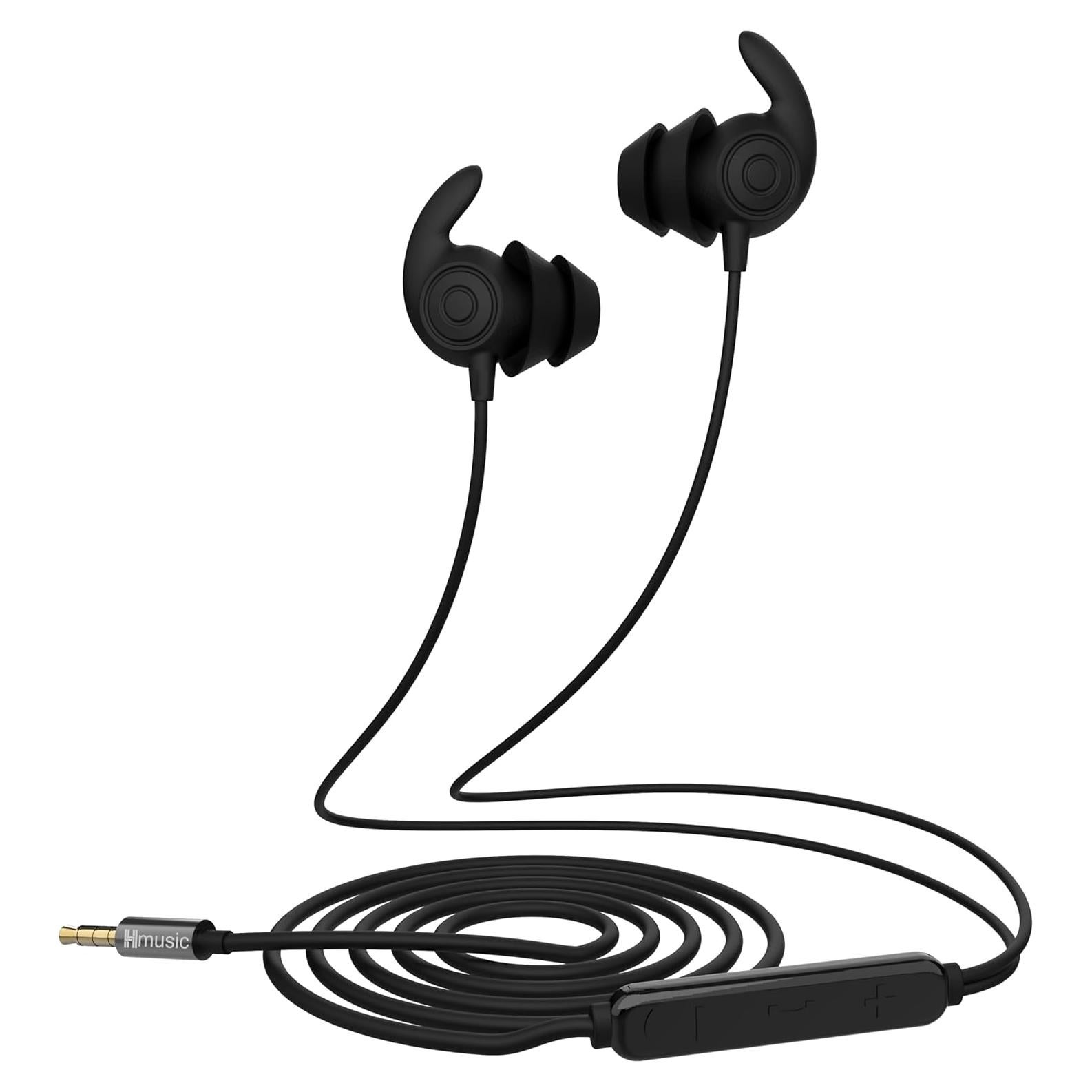 Hmusic Sleep Headphones,3.5mm Jack Wired Sleeping Earbuds,30dB Noise Isolate Sleepbuds,2g Lightweight, Silicone Soft Earplug,Snail Flat Thin Bed Earphones for Air Travel,Work,Audio Book,Meditation