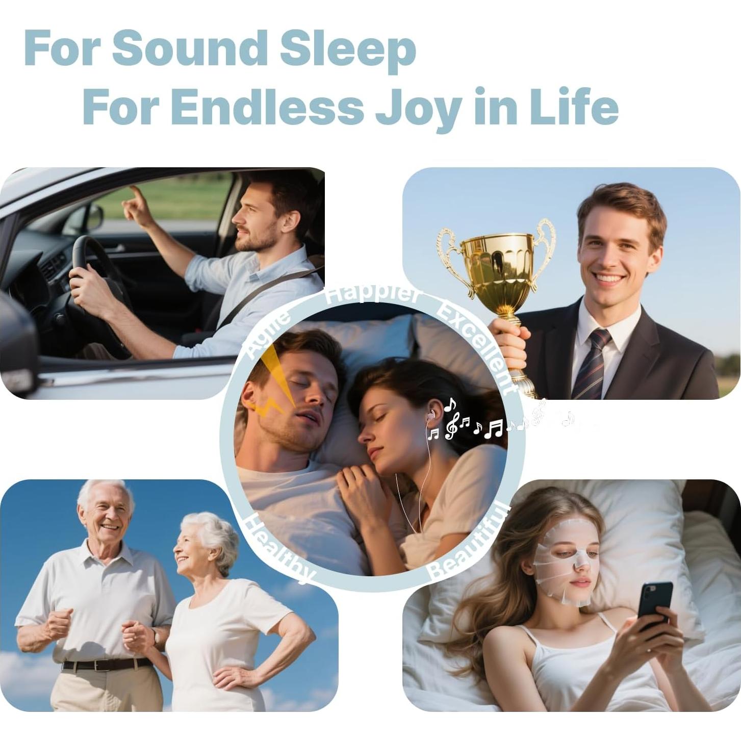 Hmusic Sleep Headphones,3.5mm Jack Wired Sleeping Earbuds,30dB Noise Isolate Sleepbuds,2g Lightweight, Silicone Soft Earplug,Snail Flat Thin Bed Earphones for Air Travel,Work,Audio Book,Meditation