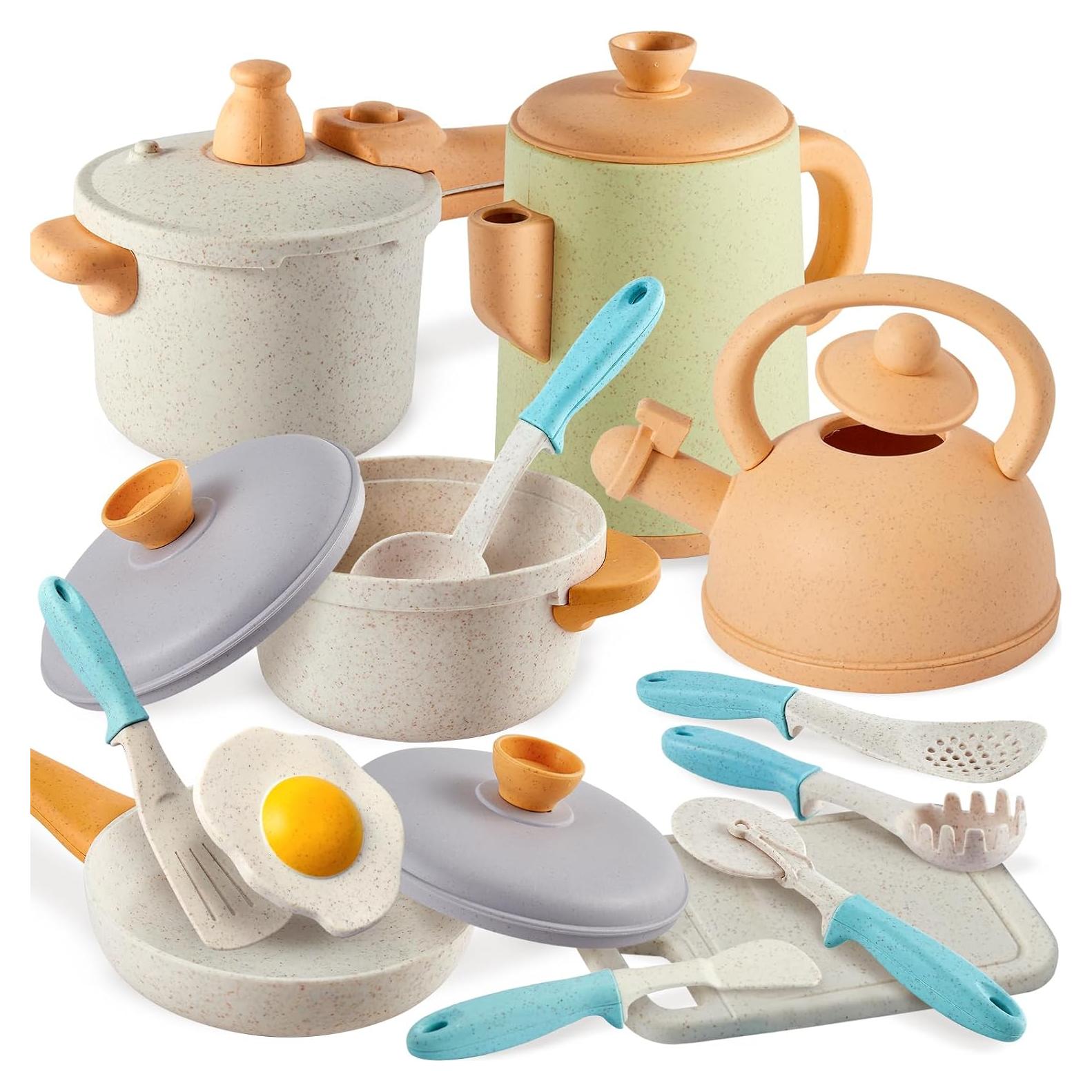 Juego de Cocina Simulado Buyger 13 Piezas para Niños 3-5 Años