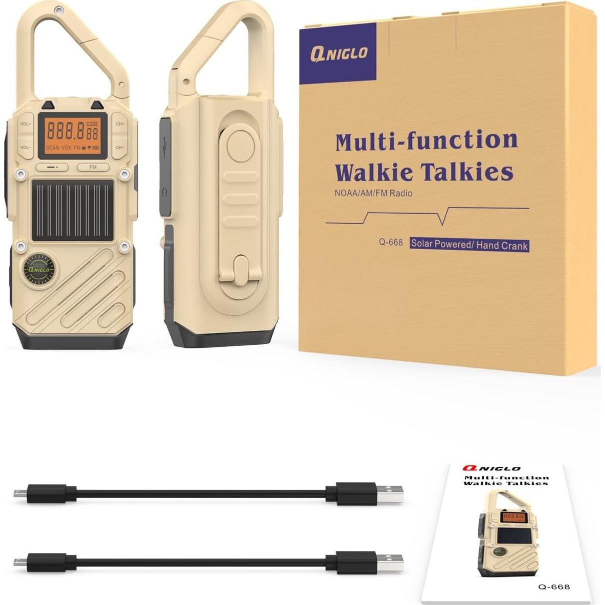 Walkie Talkies Qniglo Q668 Recargables con Radio NOAA y Linterna