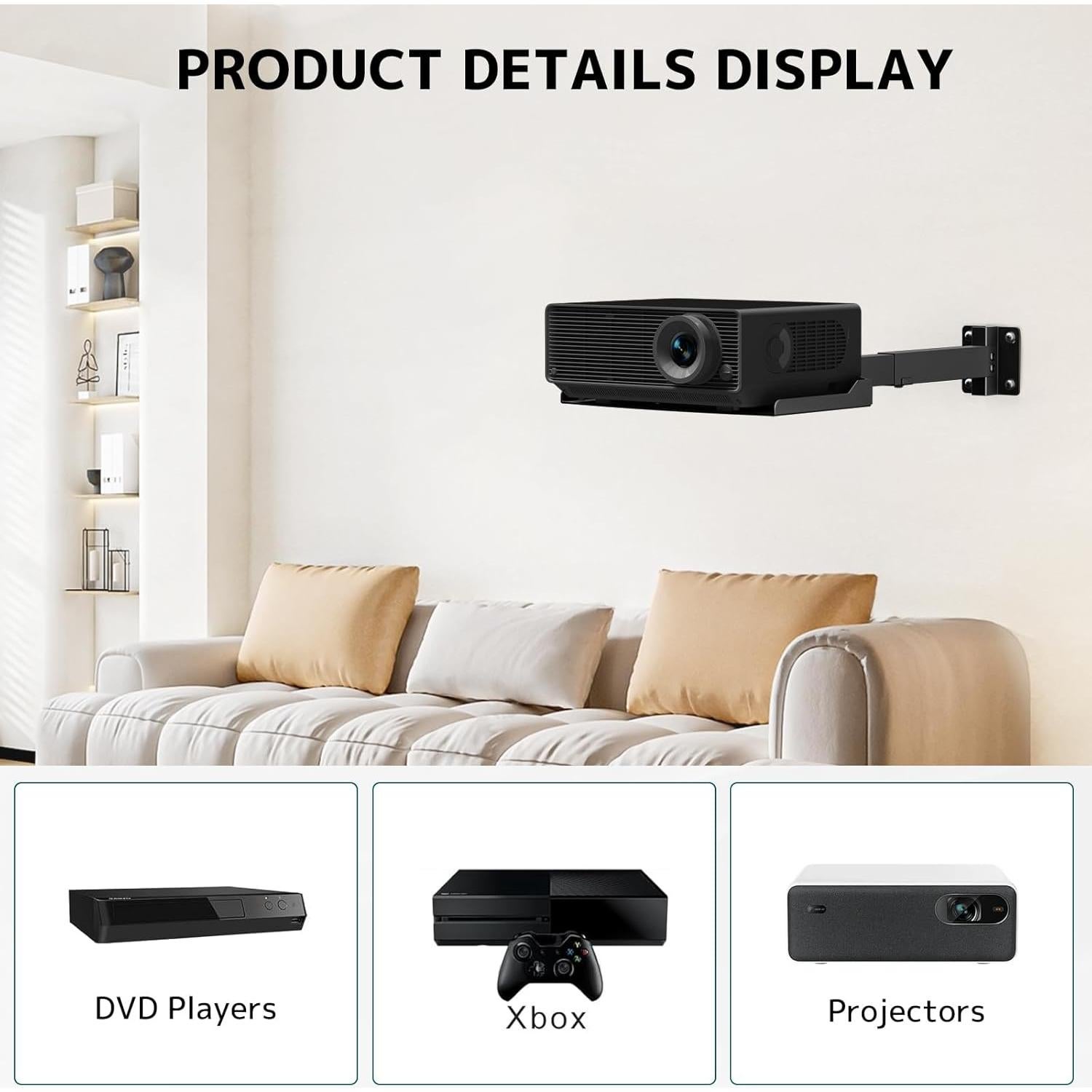 Soporte de Proyector de Techo Putilsen Ajustable 10 kg Negro