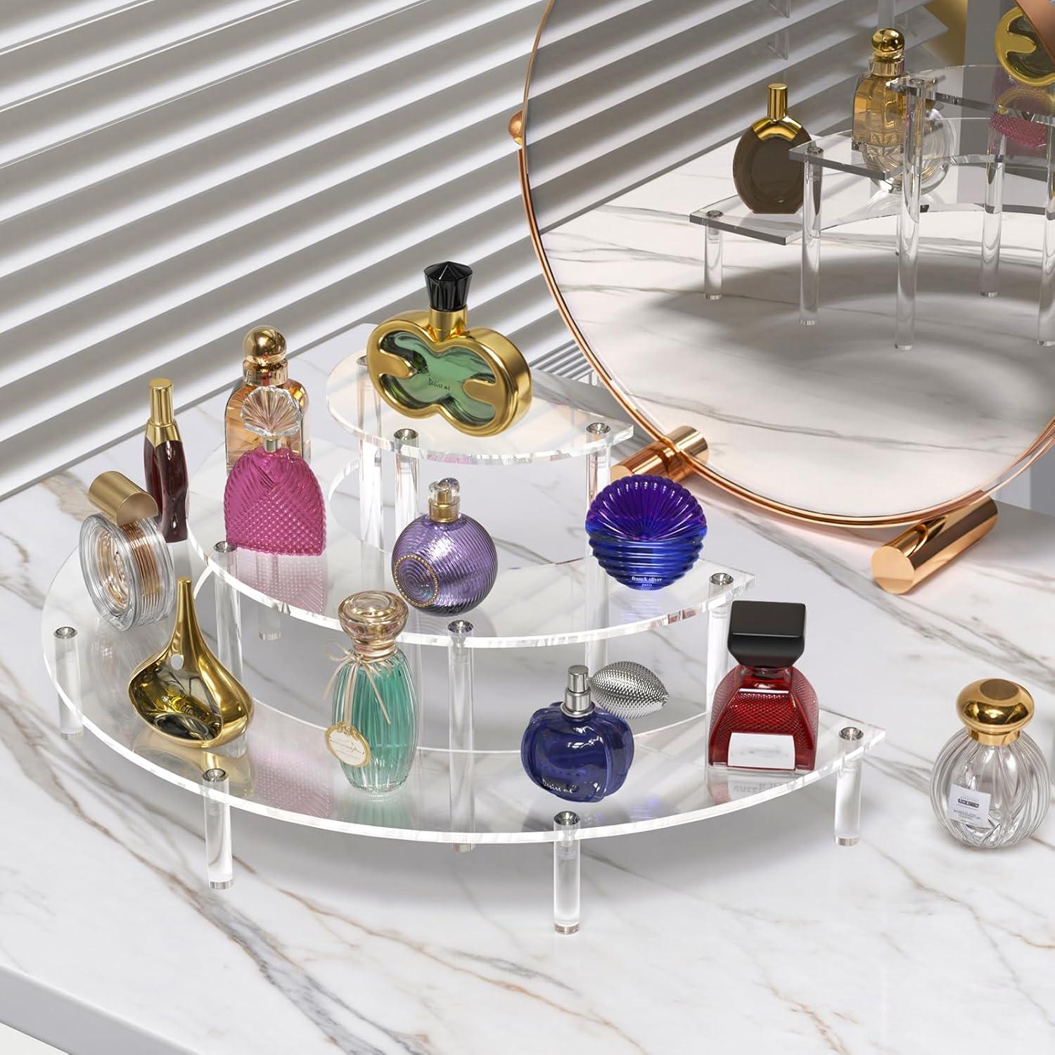 Soporte de exhibición acrílico 3 niveles para cupcakes y perfumes