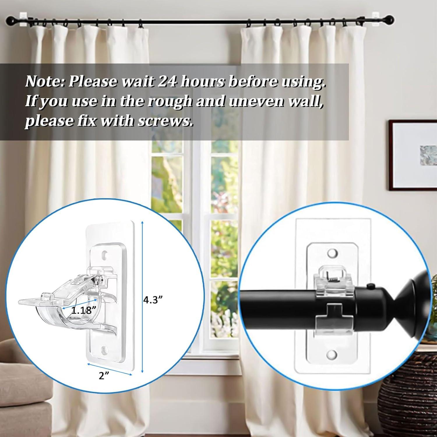 Soportes de Varilla de Cortina Autoadhesivos Kvoike 4 Piezas