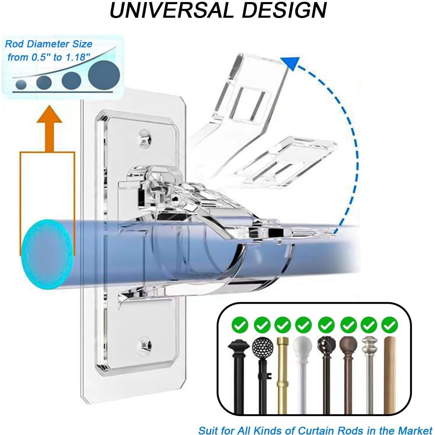 Soportes de Varilla de Cortina Autoadhesivos Kvoike 4 Piezas