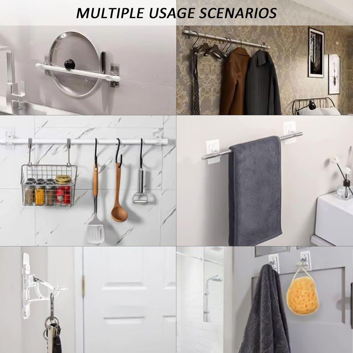 Soportes de Varilla de Cortina Autoadhesivos Kvoike 4 Piezas