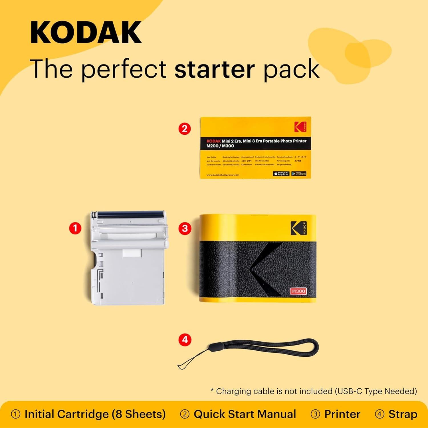 KODAK Mini 3 ERA 4PASS Portable Photo Printer (Black, Printer + 8 Sheets)
