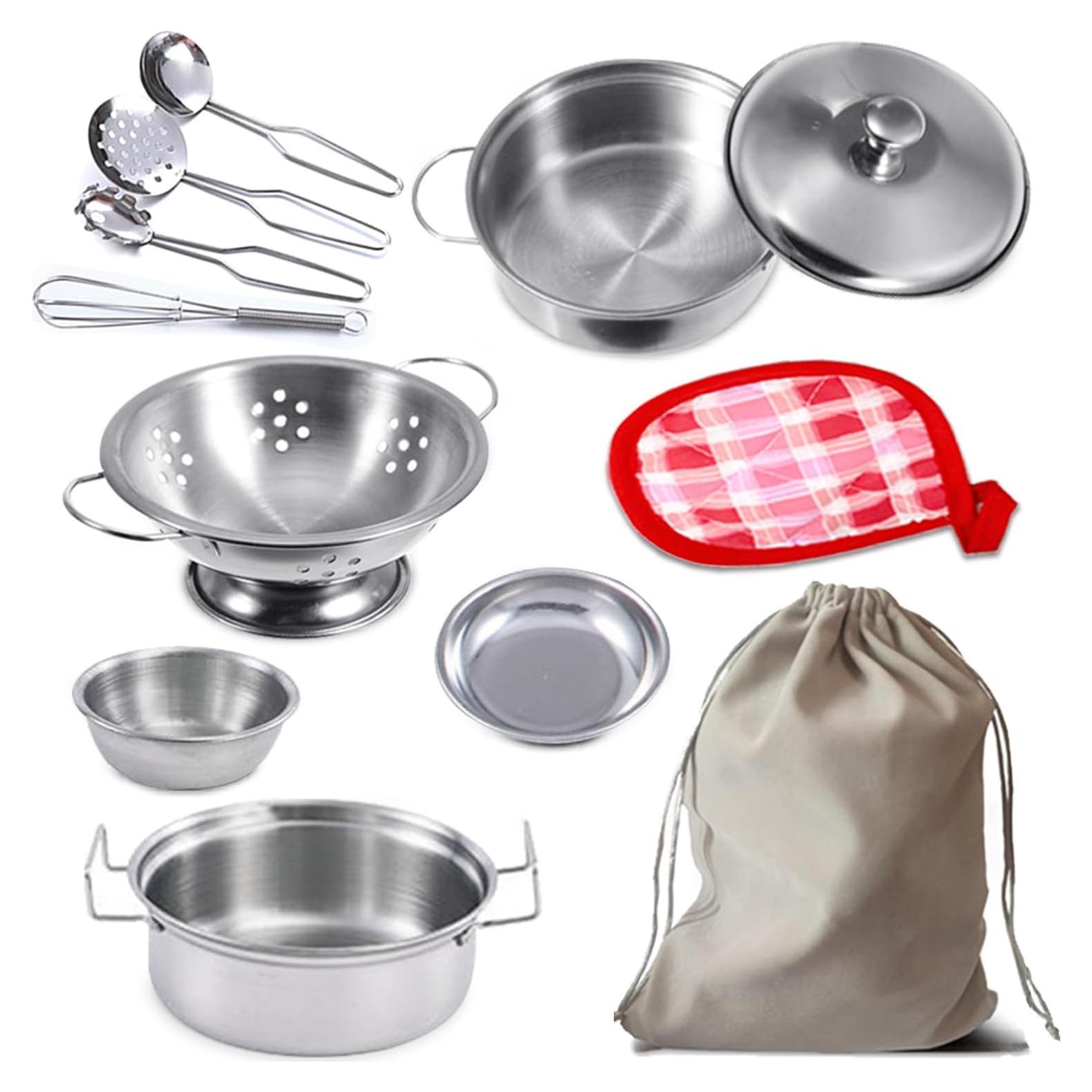 Juego de Cocina para Niños Rupnoflbui 11 Piezas Acero Inoxidable