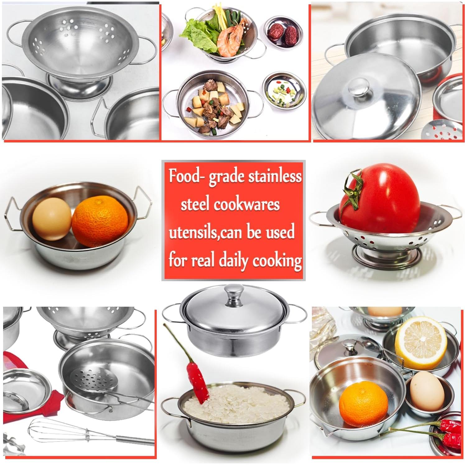 Juego de Cocina para Niños Rupnoflbui 11 Piezas Acero Inoxidable