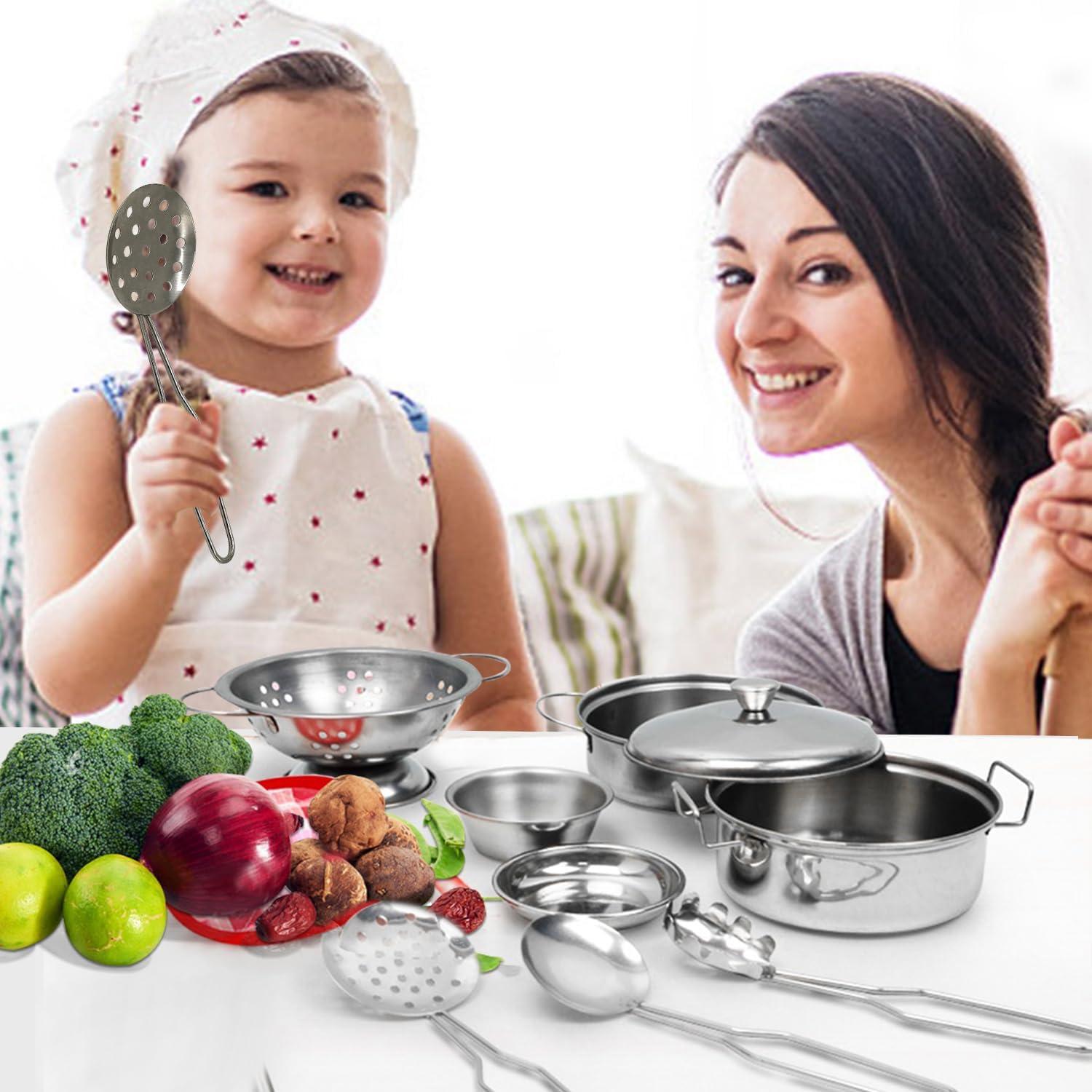 Juego de Cocina para Niños Rupnoflbui 11 Piezas Acero Inoxidable