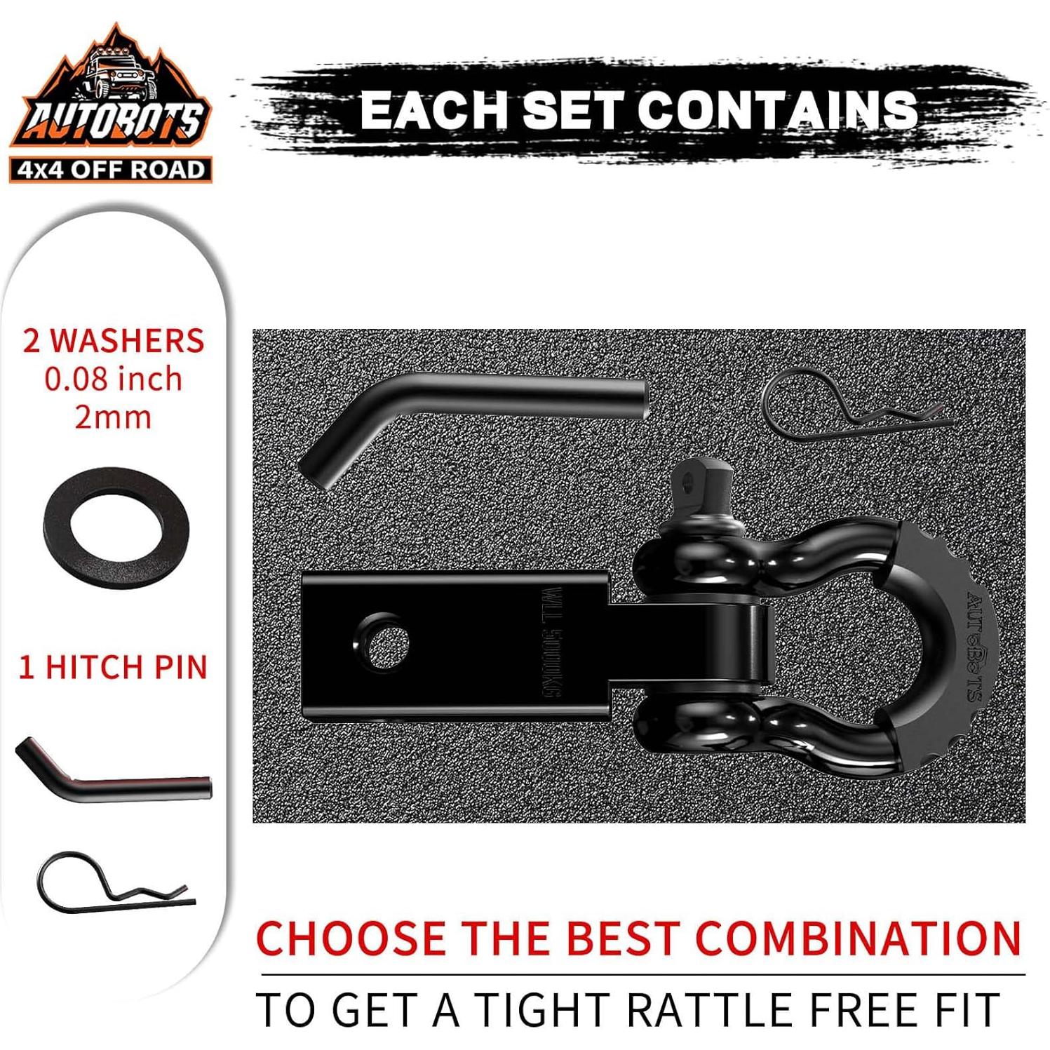 Receptor de Enganche 2" AUTOBOTS 20,000 Kg con Grillete D 3/4"