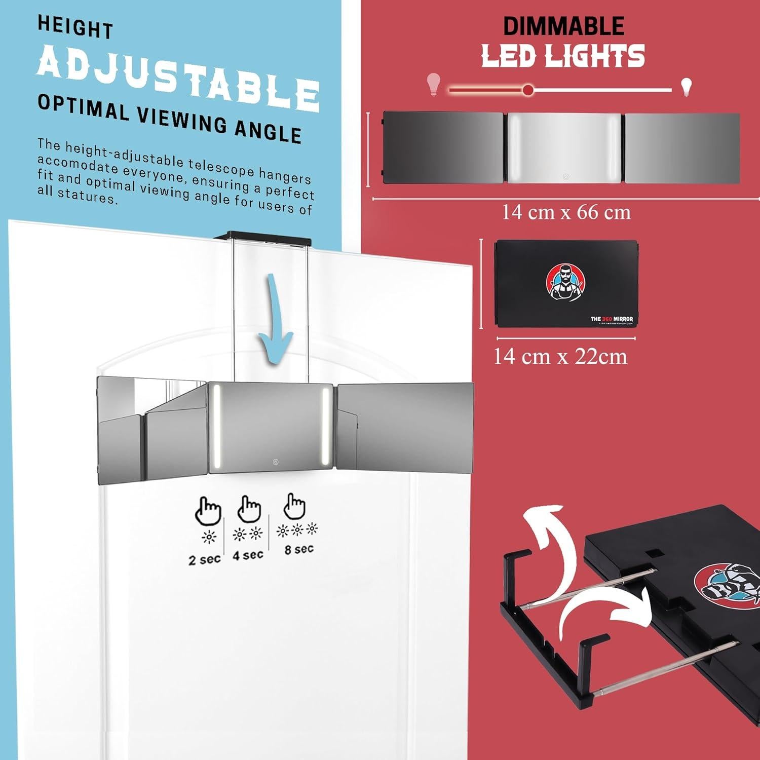 Espejo 360 Trifolio LIPFI - Mini LED para Cortes de Cabello