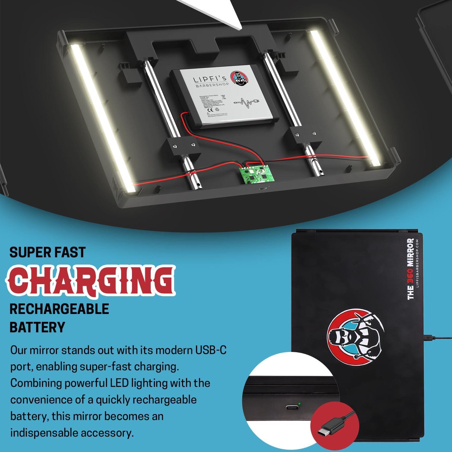 Espejo 360 Trifolio LIPFI - Mini LED para Cortes de Cabello