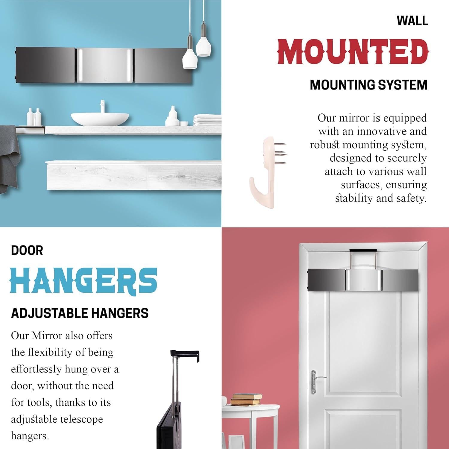 Espejo 360 Trifolio LIPFI - Mini LED para Cortes de Cabello