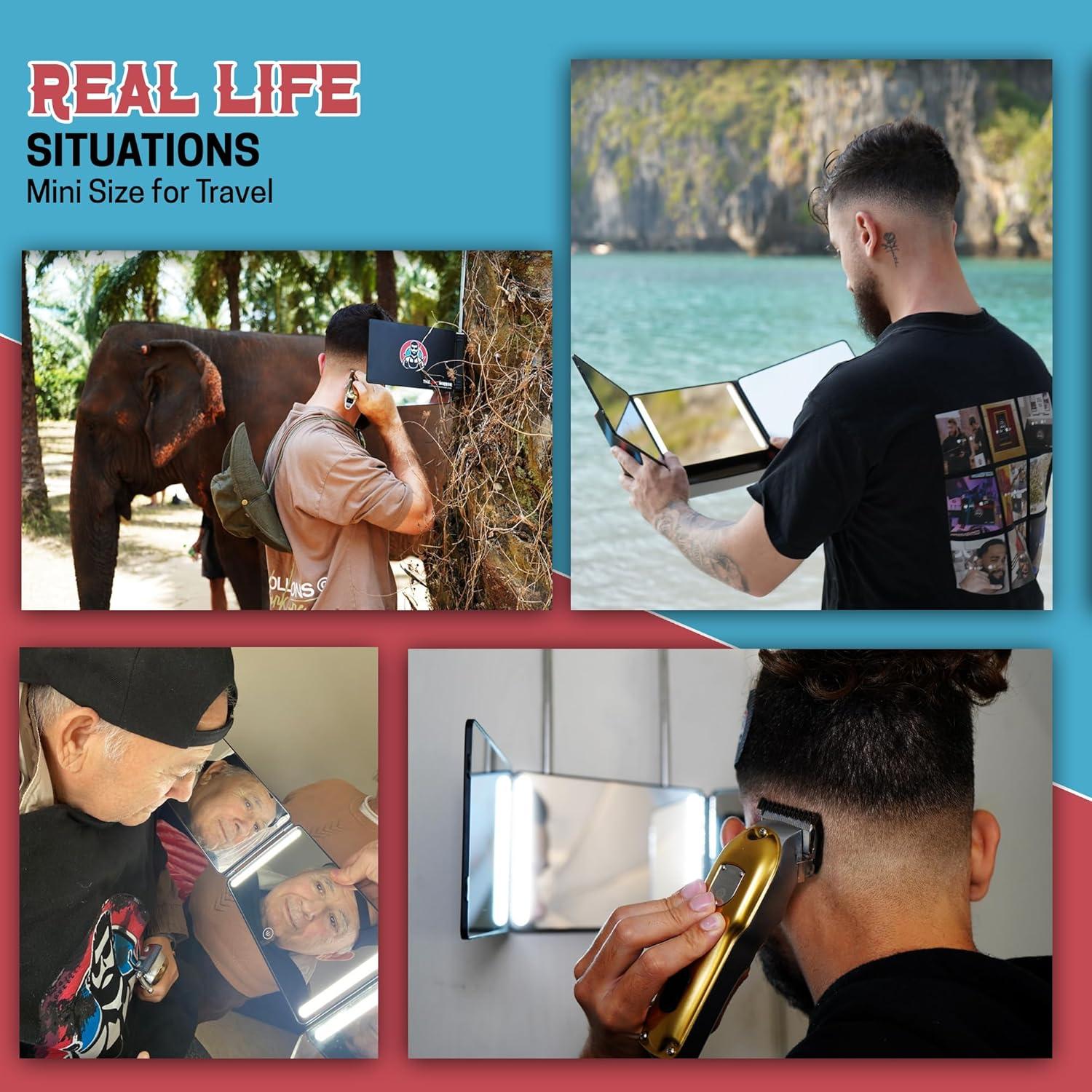 Espejo 360 Trifolio LIPFI - Mini LED para Cortes de Cabello