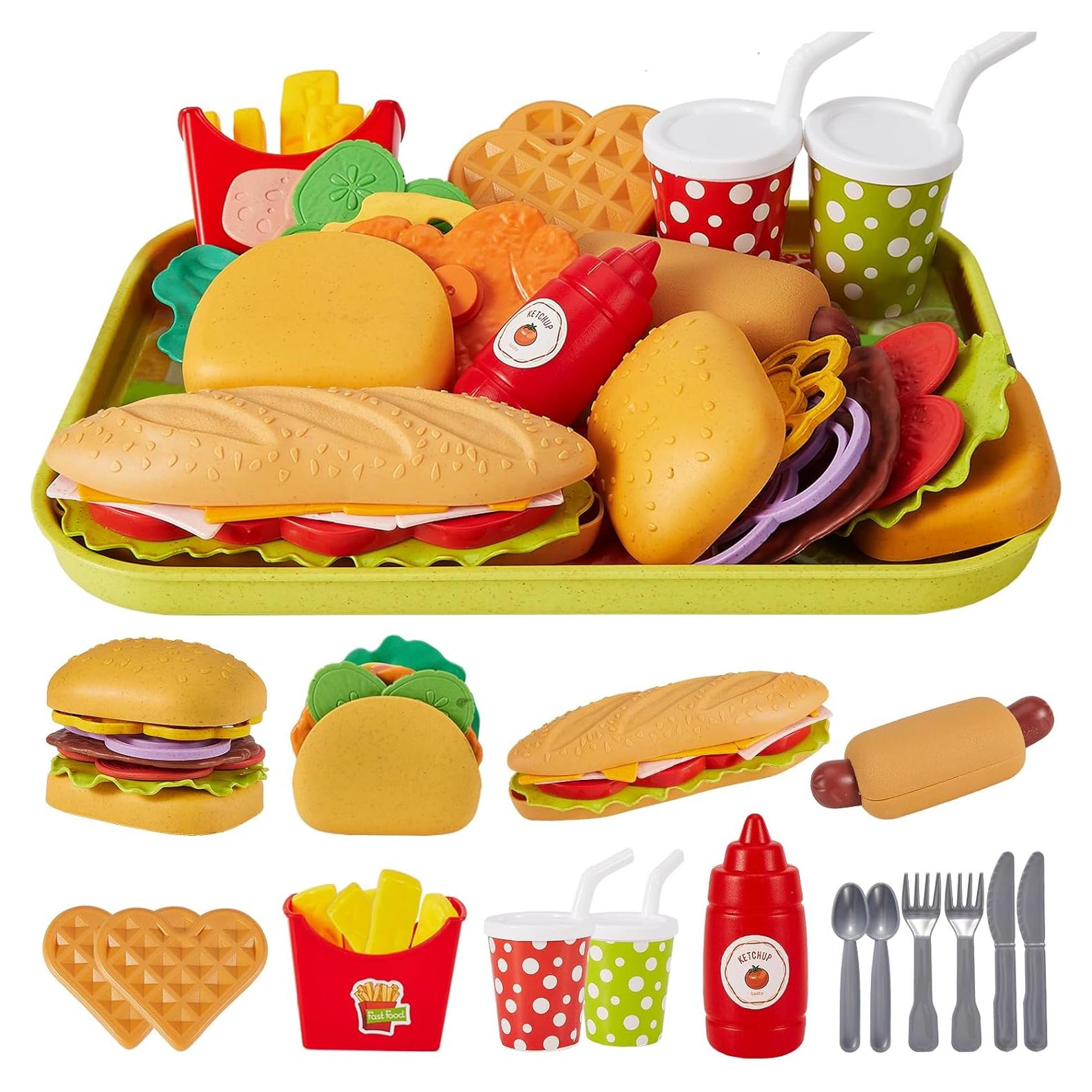 BUYGER Juguetes de Comida Rápida para Niños 25,5x19 cm