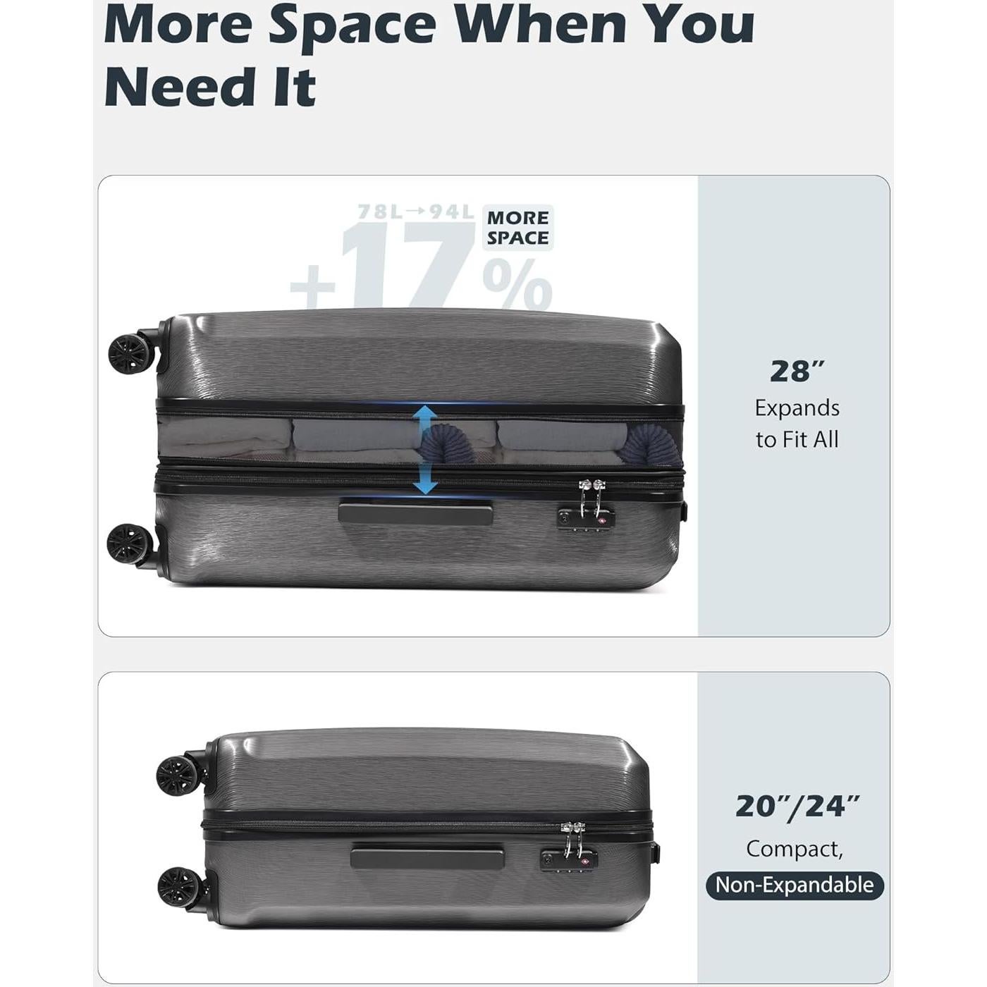 Conjunto de Equipaje Coolife 3 Piezas PC+ABS Marino 20/24/28"