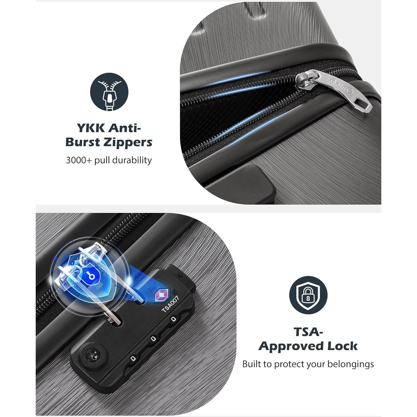 Maleta Coolife 24" Dura con Cerradura TSA Azul Hielo