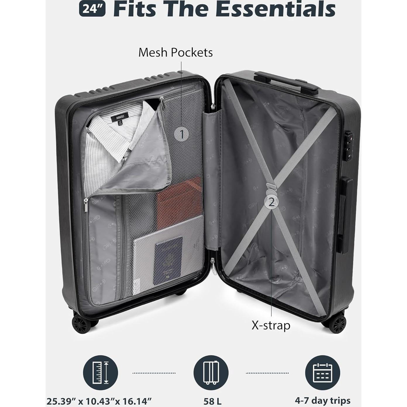 Maleta Coolife 24" Dura con Cerradura TSA Azul Hielo