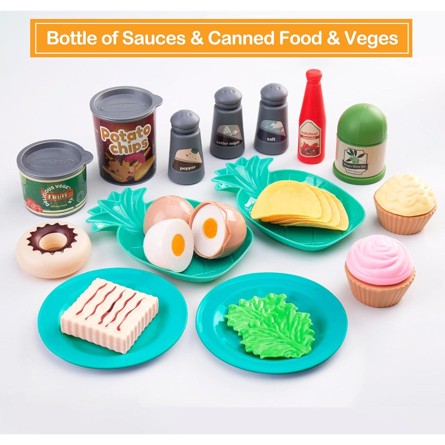 Juego de Cocina 80 Piezas Funpynani Turquesa para Niños