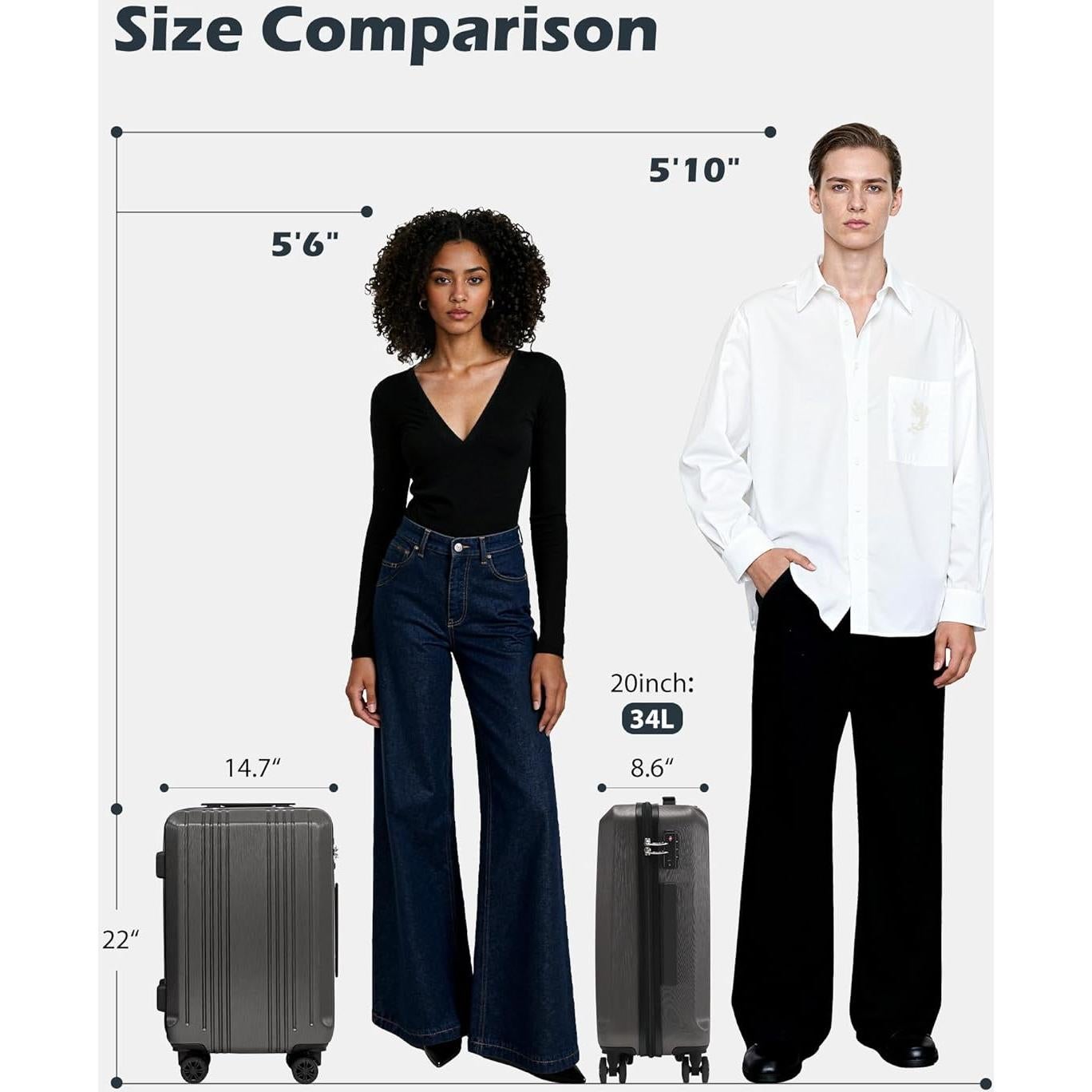 Maleta Coolife 20" Dura con Cerradura TSA - Rojo Vino