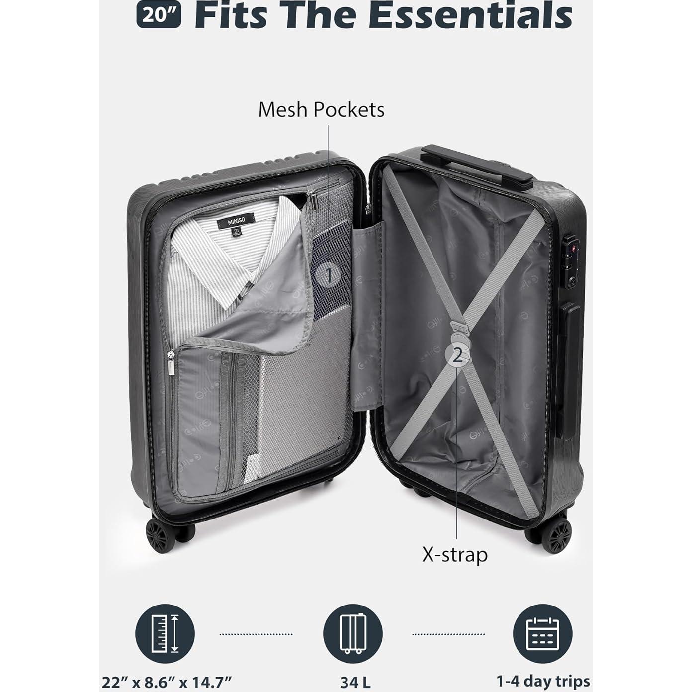 Maleta Coolife 20" Dura con Cerradura TSA Azul Hielo