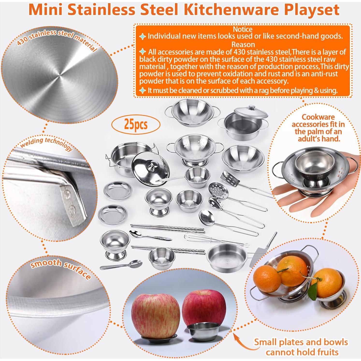 Juego de Utensilios de Cocina Mini KEJIH Acero Inoxidable