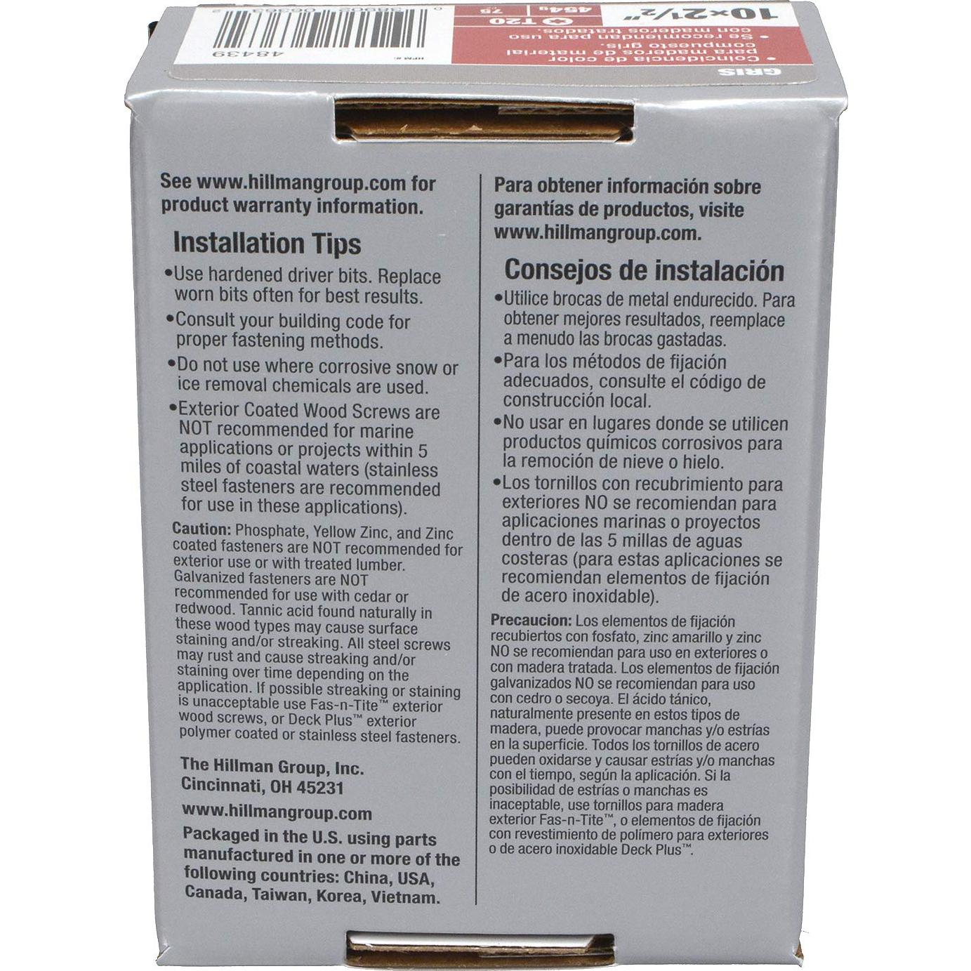 Tornillos para Deck HILLMAN FASTENERS 75 Piezas Gris