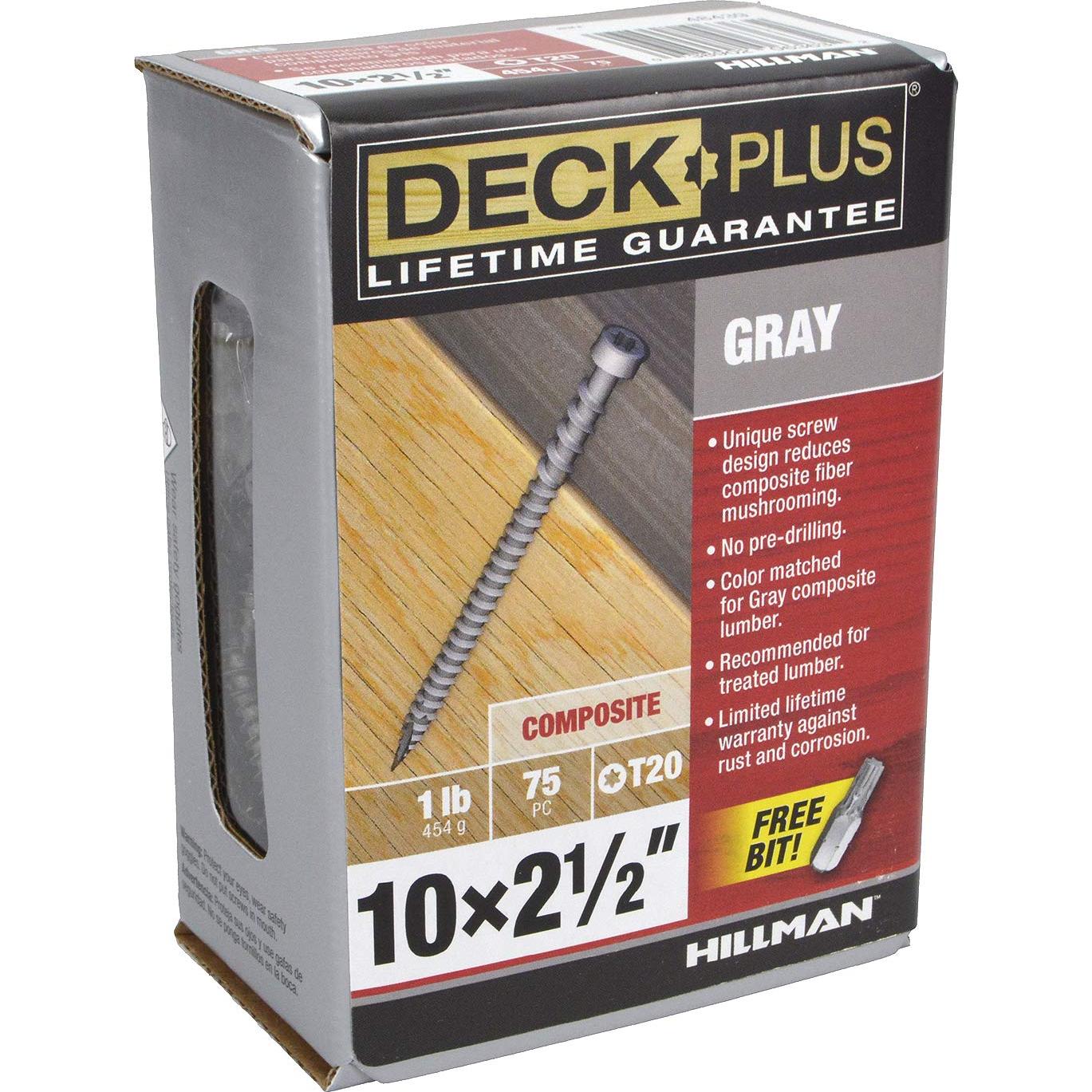 Tornillos para Deck HILLMAN FASTENERS 75 Piezas Gris