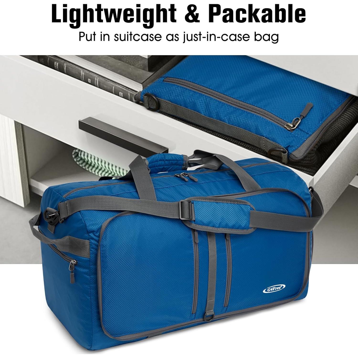 Bolsa Duffle Plegable G4Free 40L Azul Oscuro Resistente al Agua