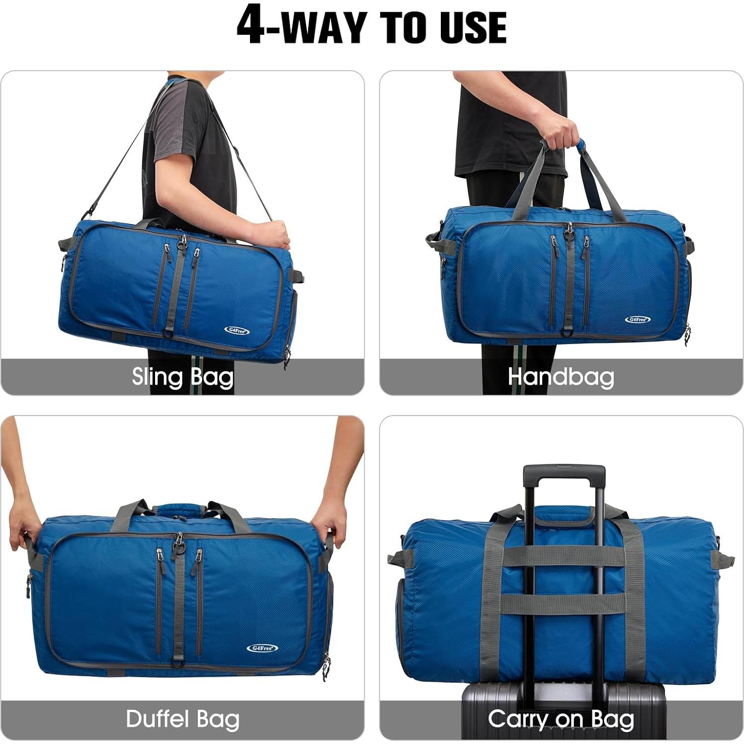 Bolsa Duffle Plegable G4Free 40L Azul Oscuro Resistente al Agua