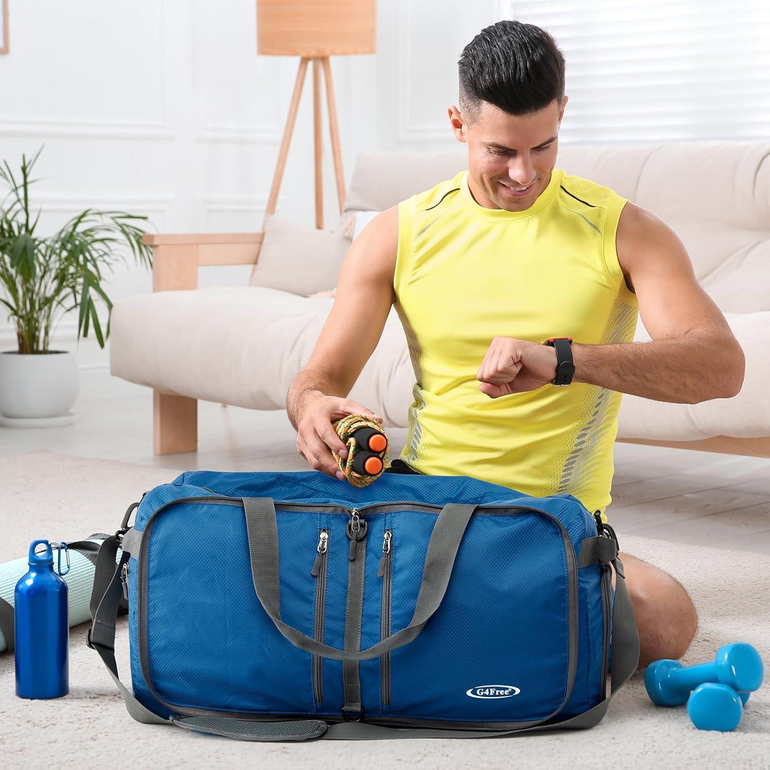 Bolsa Duffle Plegable G4Free 40L Azul Oscuro Resistente al Agua