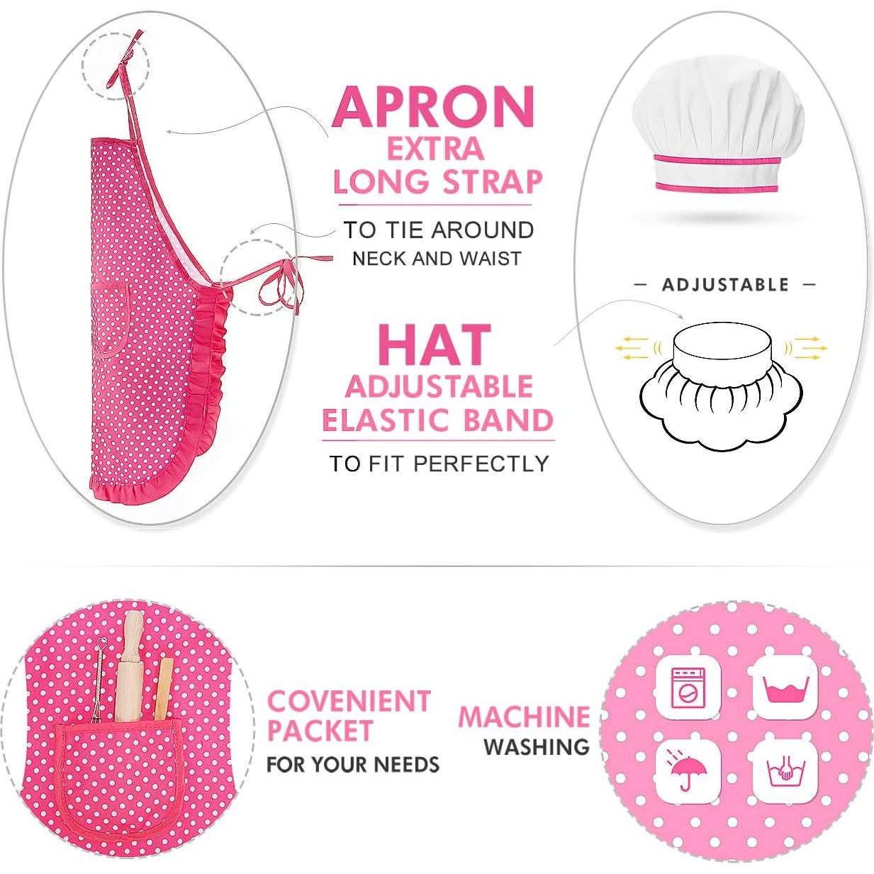 Conjunto Disfraz de Chef para Niños Rosa - Delantal y Accesorios