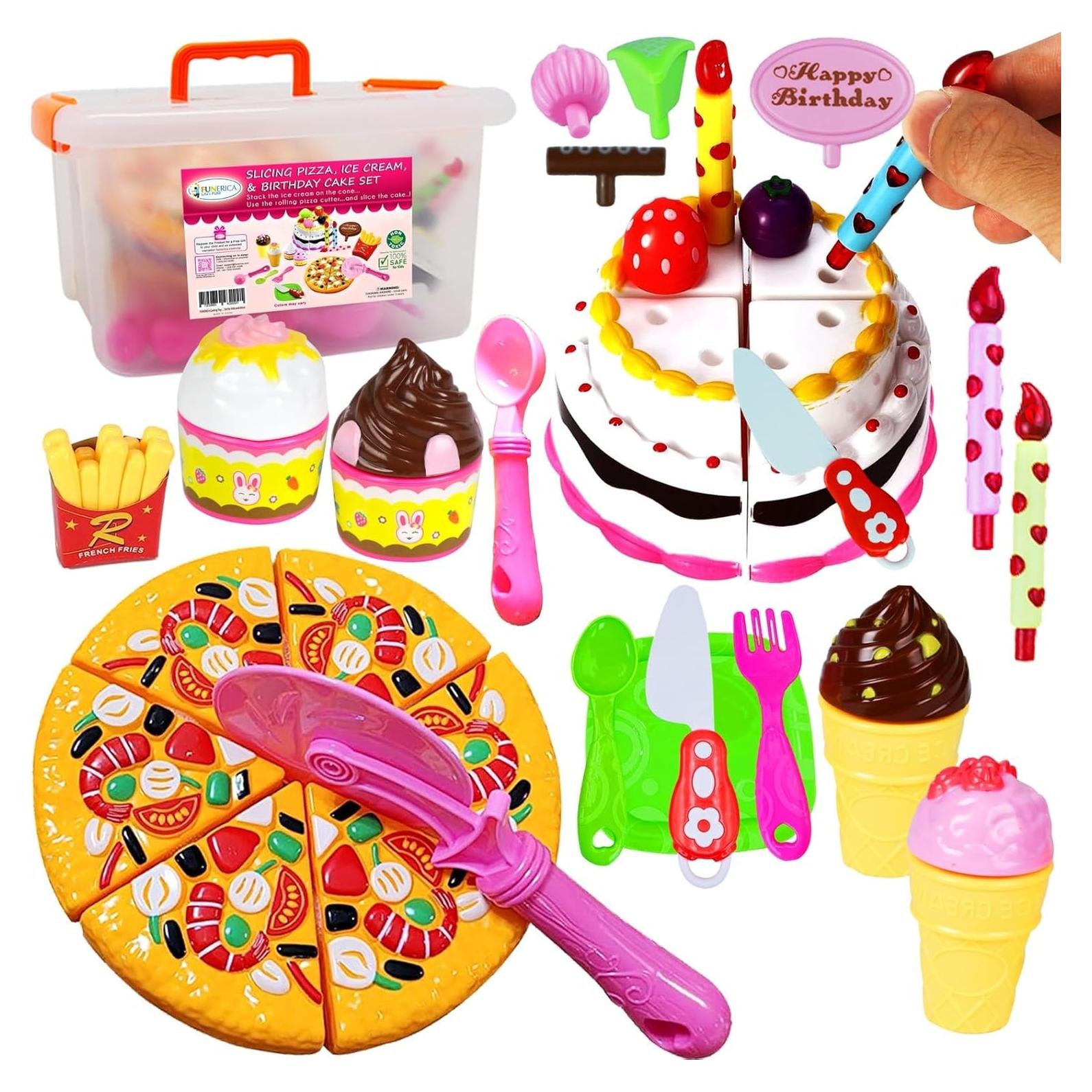 Juego de Comida FUNERICA con Caja - Pizza, Helado, Pastel