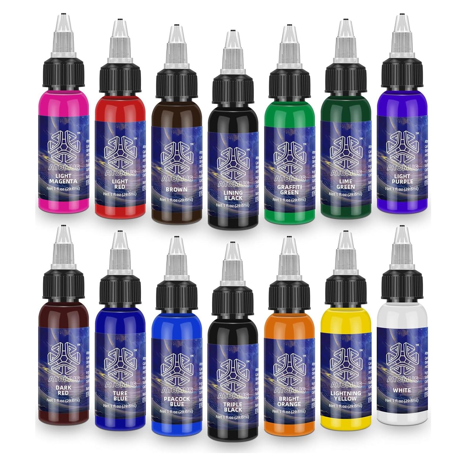 Kit de Tinta de Tatuaje ATOMUS 14 Colores 30 ml Profesional