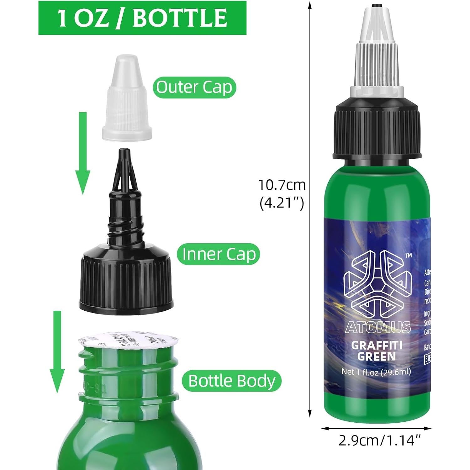 Kit de Tinta de Tatuaje ATOMUS 14 Colores 30 ml Profesional