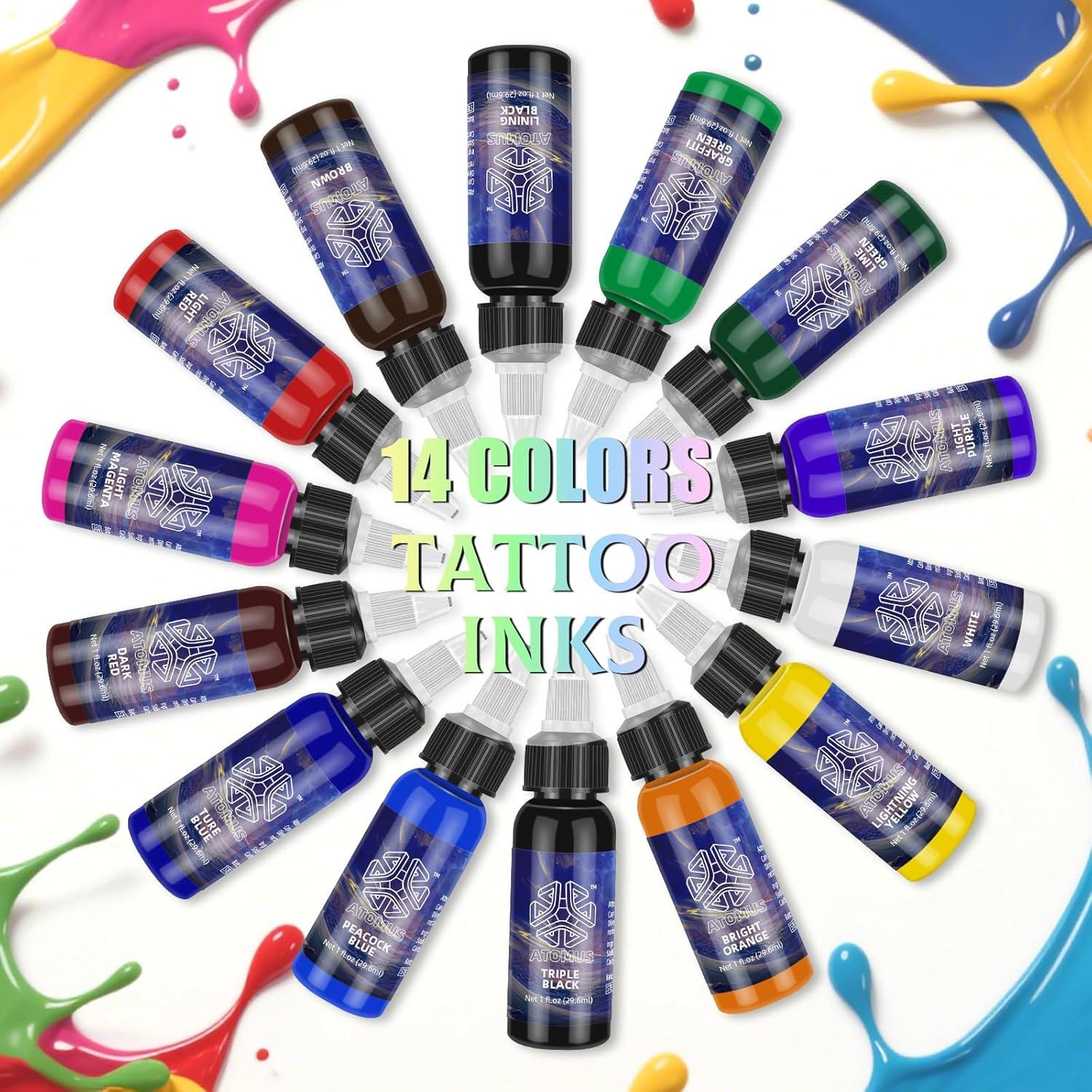Kit de Tinta de Tatuaje ATOMUS 14 Colores 30 ml Profesional