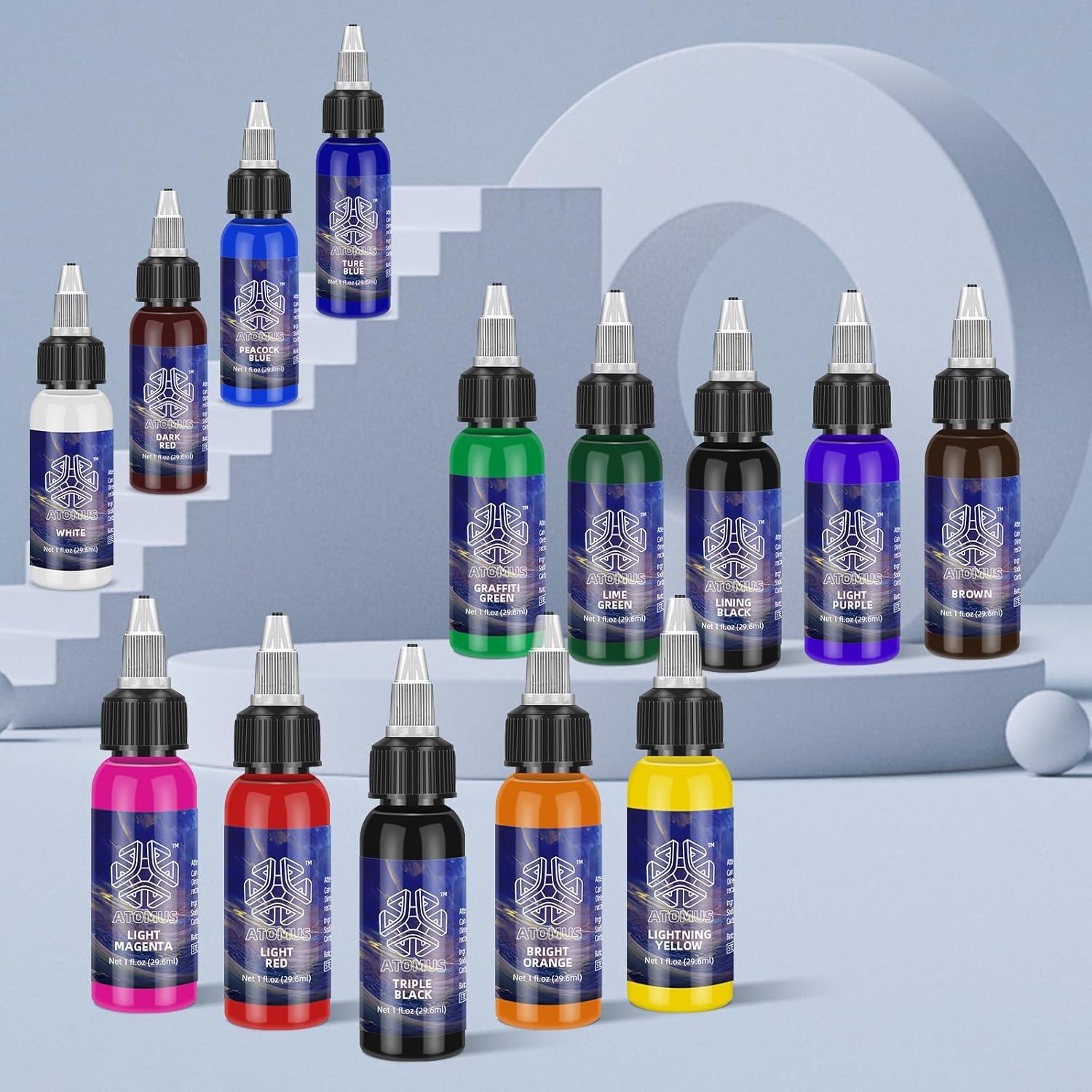 Kit de Tinta de Tatuaje ATOMUS 14 Colores 30 ml Profesional