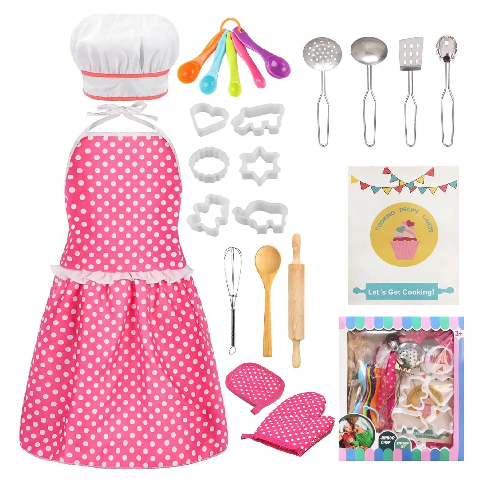 Juego de Cocina para Niños MEIDAYAI 23 Piezas Chef Rosa
