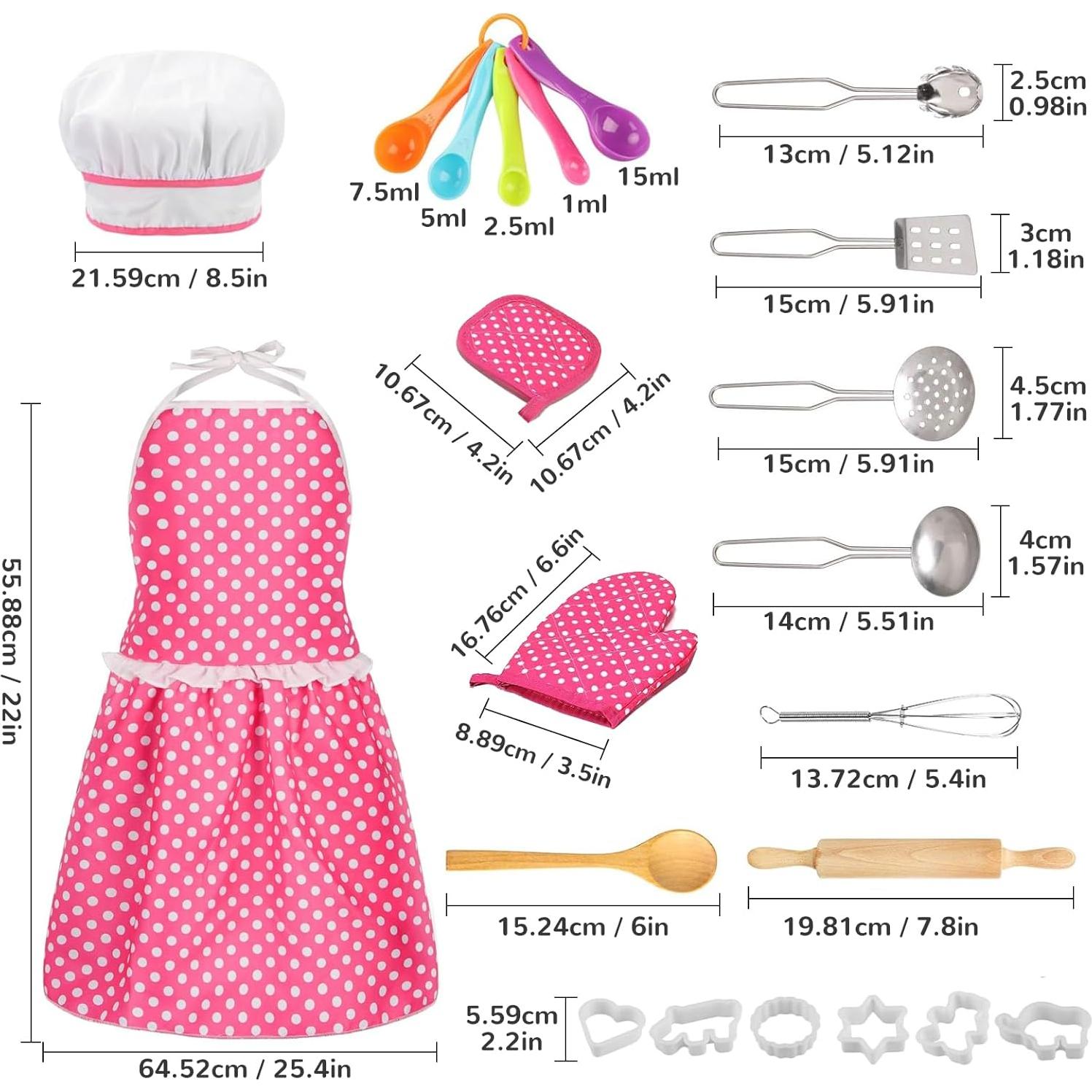 Juego de Cocina para Niños MEIDAYAI 23 Piezas Chef Rosa