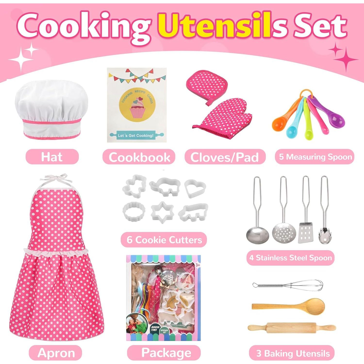 Juego de Cocina para Niños MEIDAYAI 23 Piezas Chef Rosa