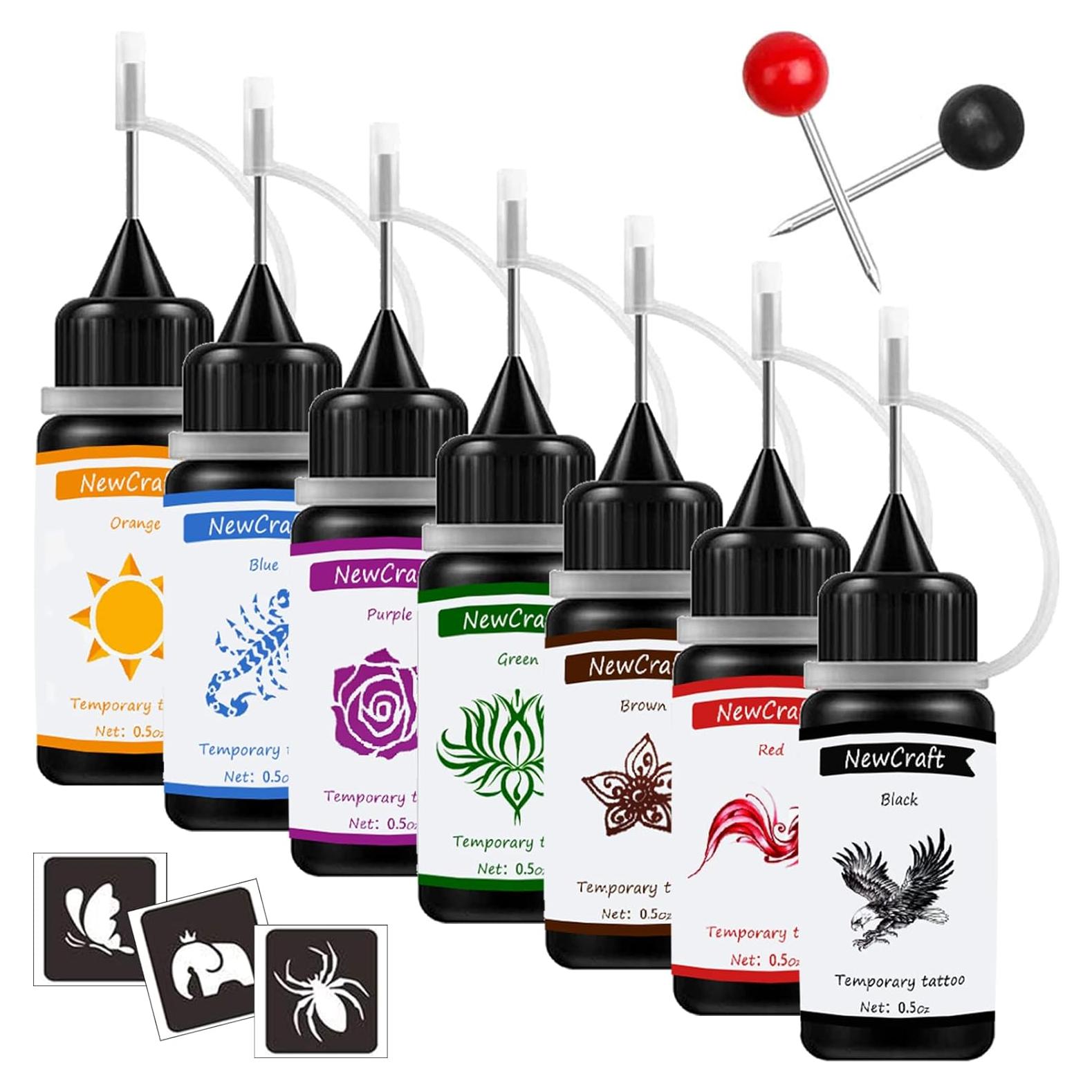 Kit de Tatuajes Temporales Moteng - 7 Colores, 103 Plantillas