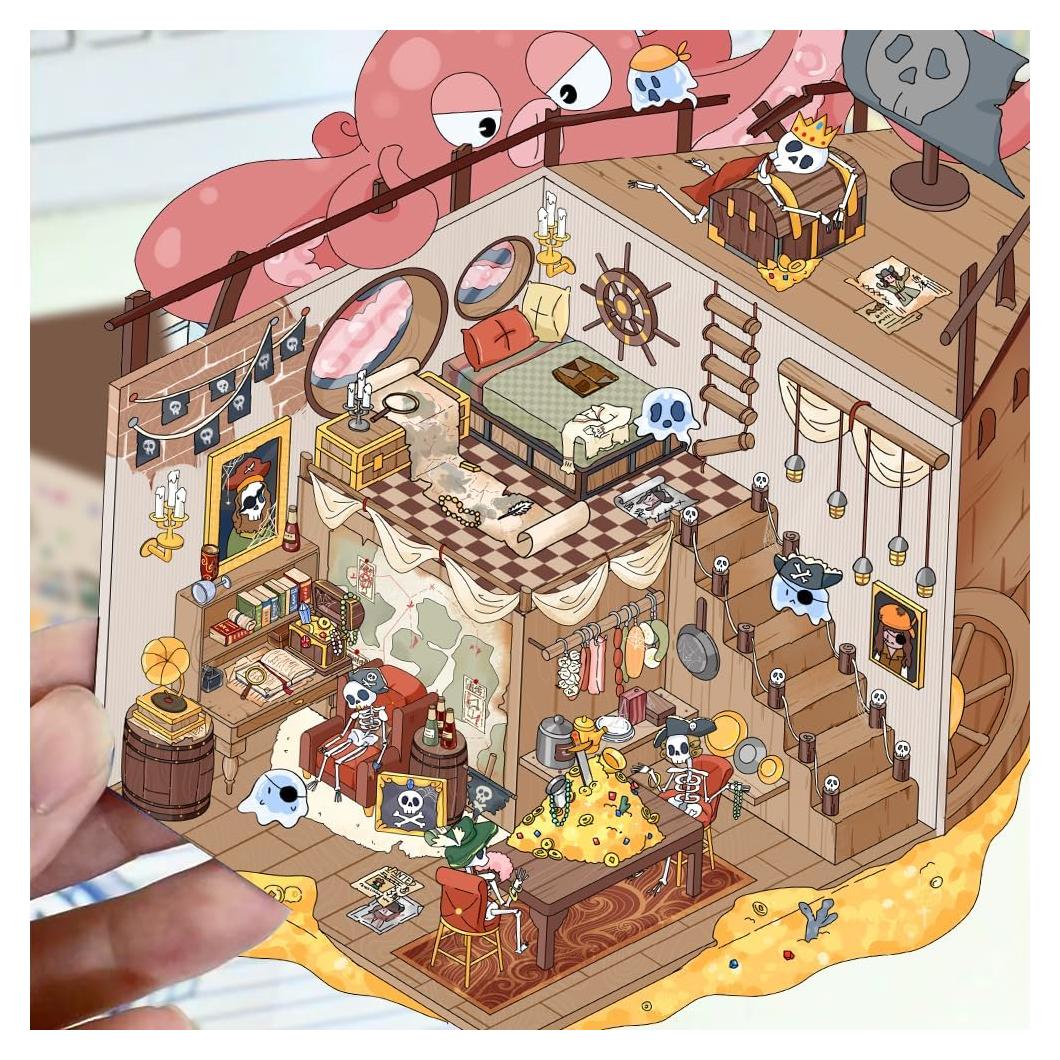 Calcomanías 3D YOKSAS Barco Pirata - Impermeables y Reutilizables