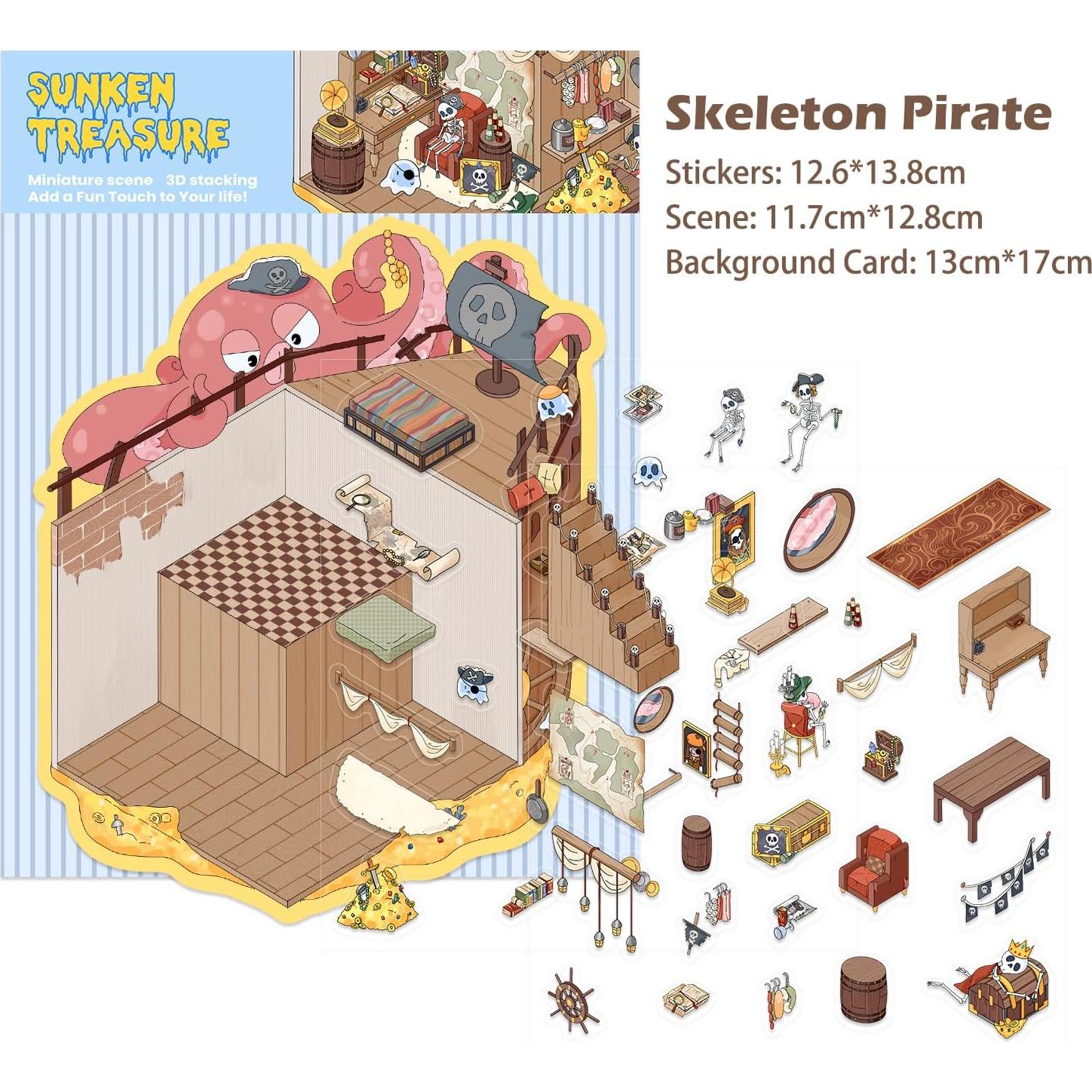 Calcomanías 3D YOKSAS Barco Pirata - Impermeables y Reutilizables