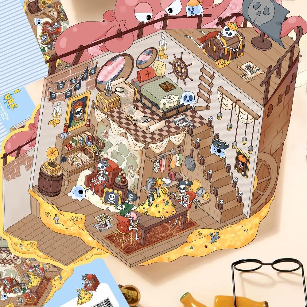 Calcomanías 3D YOKSAS Barco Pirata - Impermeables y Reutilizables