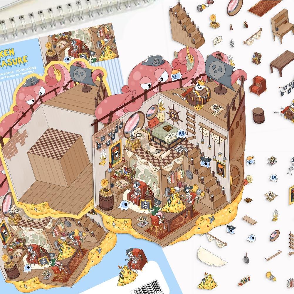 Calcomanías 3D YOKSAS Barco Pirata - Impermeables y Reutilizables