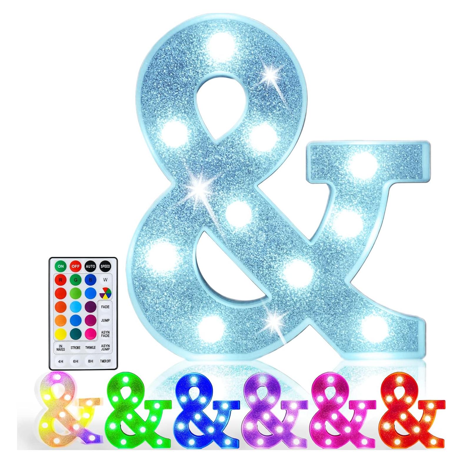 Letras Iluminadas Pooqla LED a Pilas 18 Colores Control Remoto