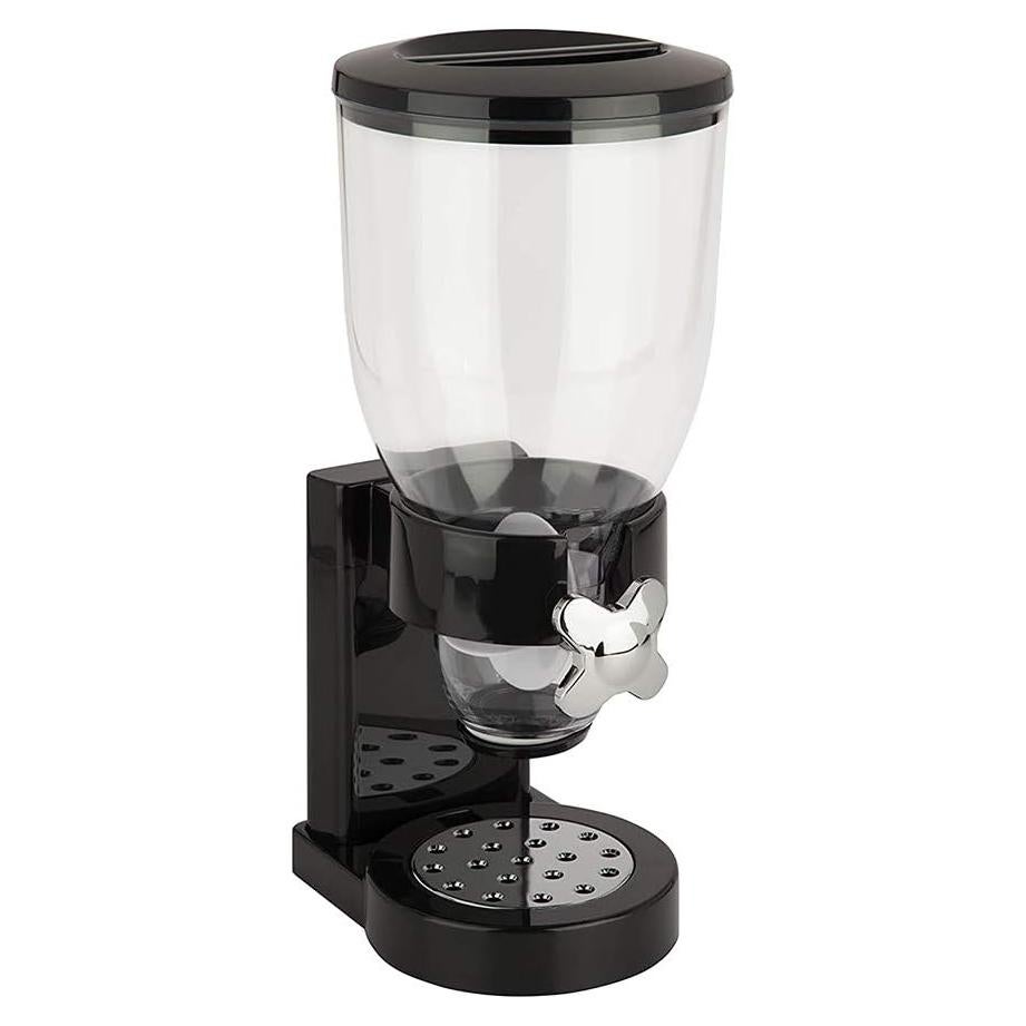 Cereal Dispenser Countertop, Plastic Single Control Candy Dispenser for Storing Coffee Beans, Kitchen Dry Cereal Dispenser (Black)