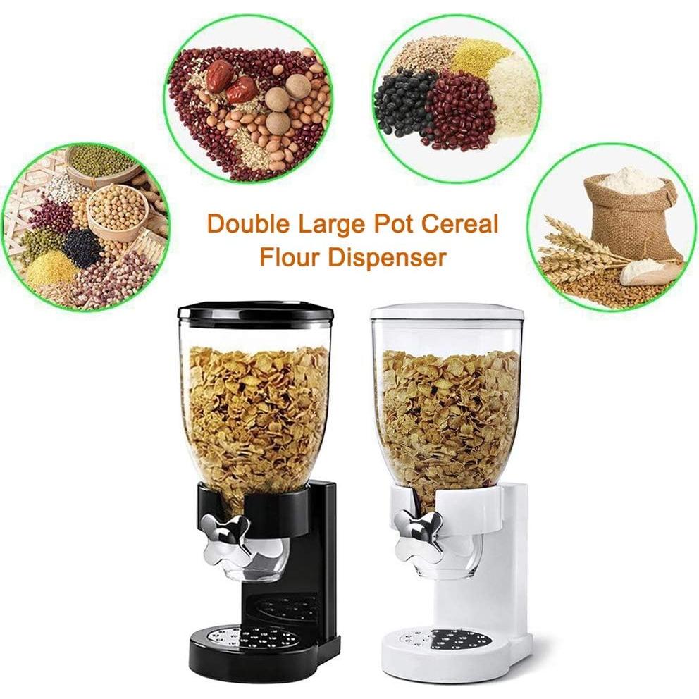 Cereal Dispenser Countertop, Plastic Single Control Candy Dispenser for Storing Coffee Beans, Kitchen Dry Cereal Dispenser (Black)
