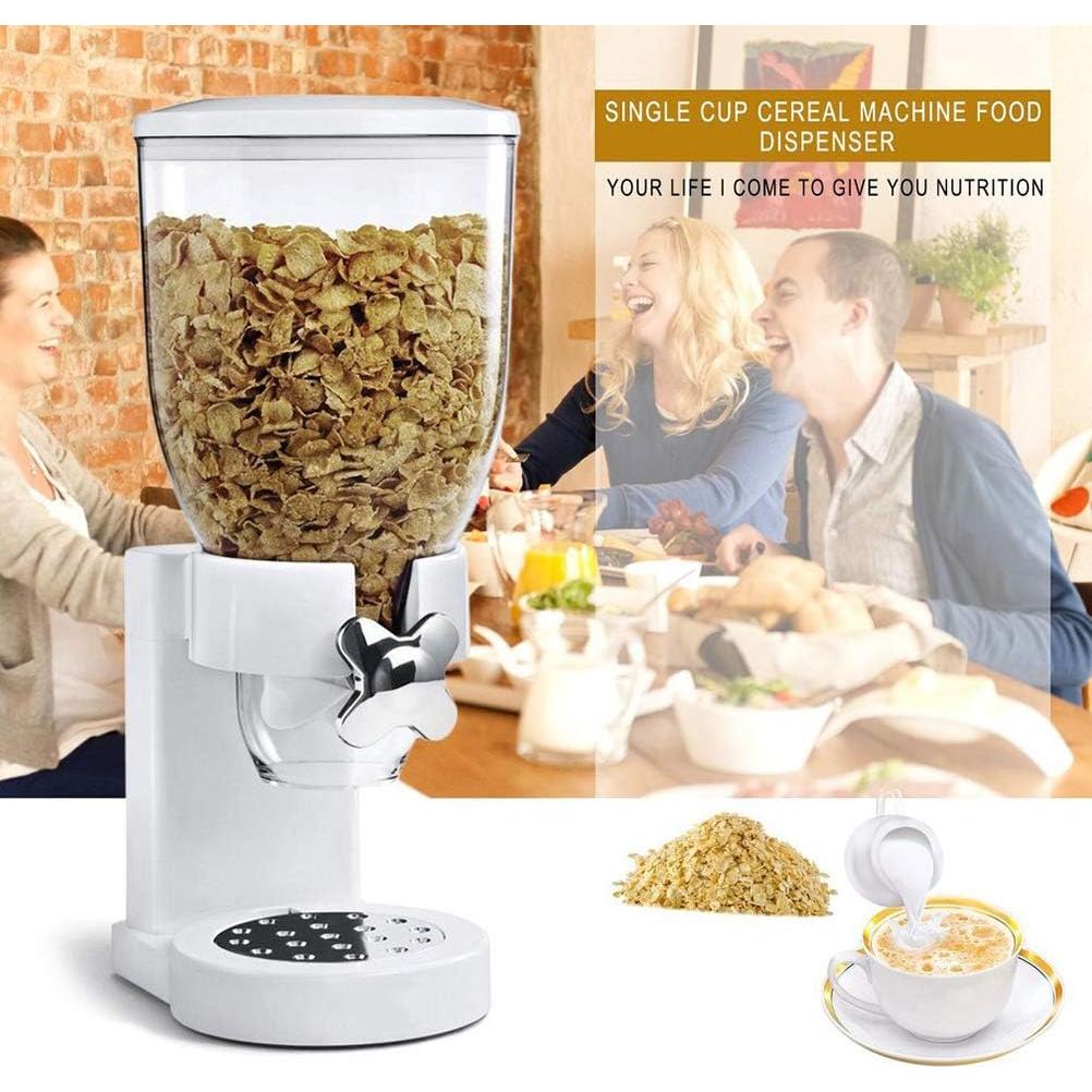 Cereal Dispenser Countertop, Plastic Single Control Candy Dispenser for Storing Coffee Beans, Kitchen Dry Cereal Dispenser (Black)